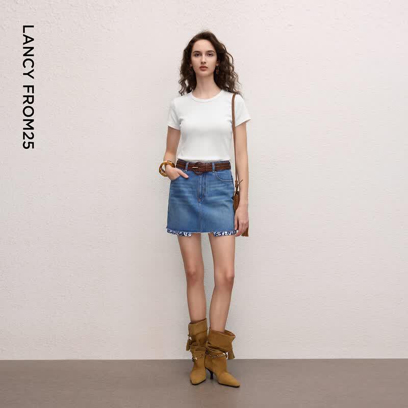 Langzi 25 Basic Round Neck Short Sleeve T-Shirt