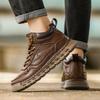 Men's High-top Casual Leather Shoes Handmade Plush Shoes Casual Shoes Autumn and Winter Plus Size 39-47