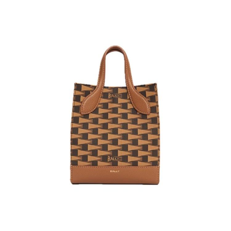 Bally Vintage Logo Leather Tote Bag Women Tote Bags Brown 6306501