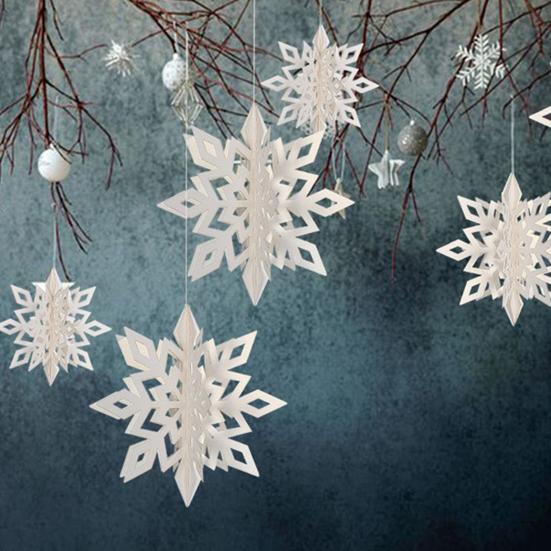 6Pcs Christmas Snowflake Ornaments 3D Large Iridescent Paper Snowflakes Hanging Decoration for Winter Wonderland Christmas Party Holiday New Year Home