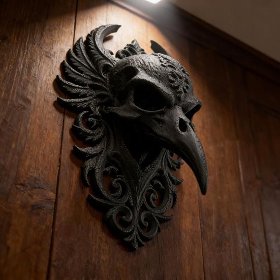 Yousheng Gothic Raven Skull Wall Decor Spooky Crow Skull Hanging Wall Sculpture Fake Animal Head Wall Art for Bedroom Living Room Halloween Decoration