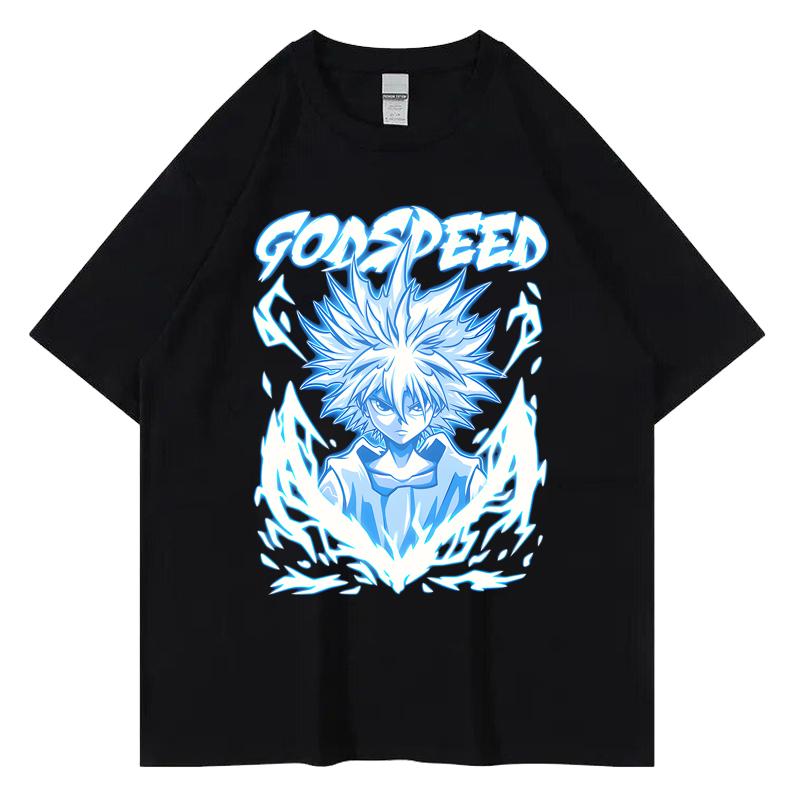 Japanese Anime Full Time Hunter X Hunter Tide Harajuku Hip Hop Street Retro Cotton T-Shirt for Men and Women