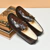 Winter Warm Velvet Doudou Shoes Pattern Lazy Driving Shoes British Casual Men's Leather Shoes Genuine Leather Cowhide Cotton Shoes