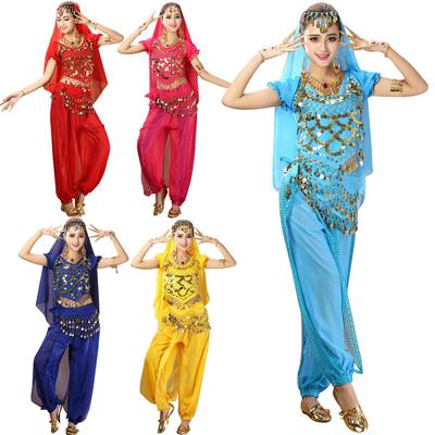 New Belly Dance Sequin Top Hip Scarf Skirt Outfit Set Bollywood Carnival Costume