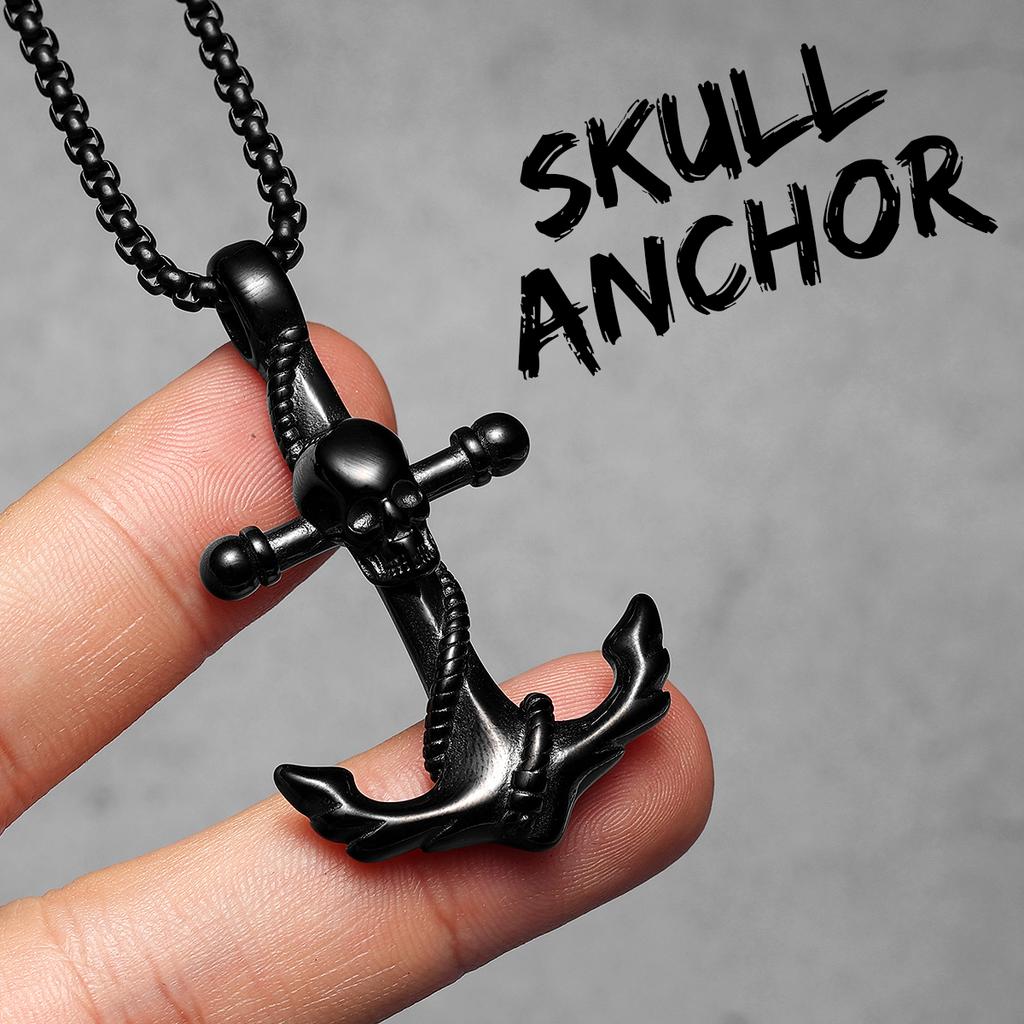 Skull Anchor Amulets Stainless Steel Jewelry Men Necklaces with Pendant for Male Women Punk Hip Hop Accessories Gifts Wholesale