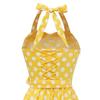 Vintage blue polka-dot lace-up halter-neck flared ball gown – elegant performance dress for the annual party
