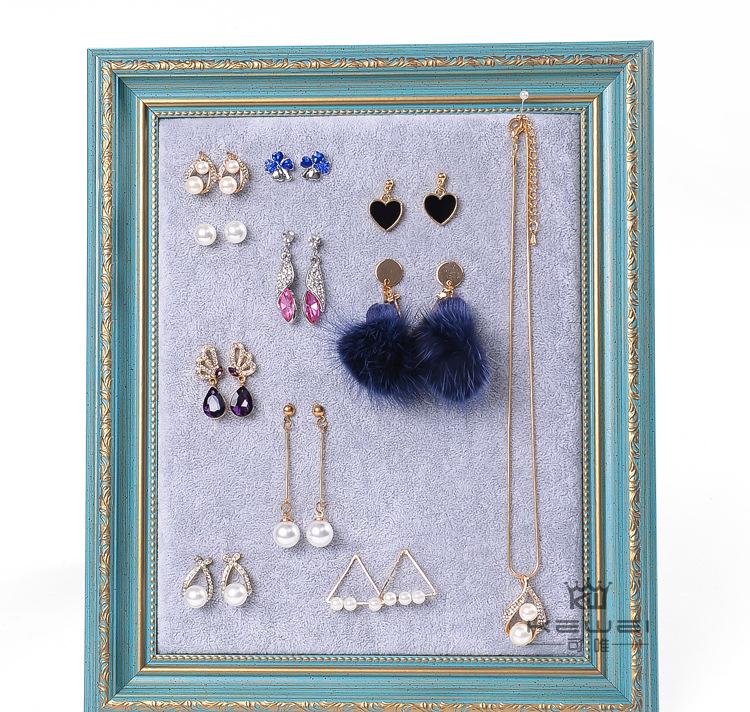 Creative Retro Photo Frame Display Jewelry Stand Vertical Home Dressing Table Earrings Bracelet Storage Board Wall Hanging Home