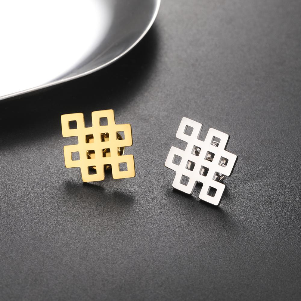 Dawapara Vintage Endless Knot Symbol Brooches Good Luck Chinese Knot Brooch Lapel Pin Stainless Steel Accessories