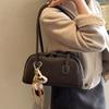 Vintage Suede Casual Bowling Shoulder Bag Women Korean Style Fashion Handle Bag Comfortable and Versatile Texture Storage Bags