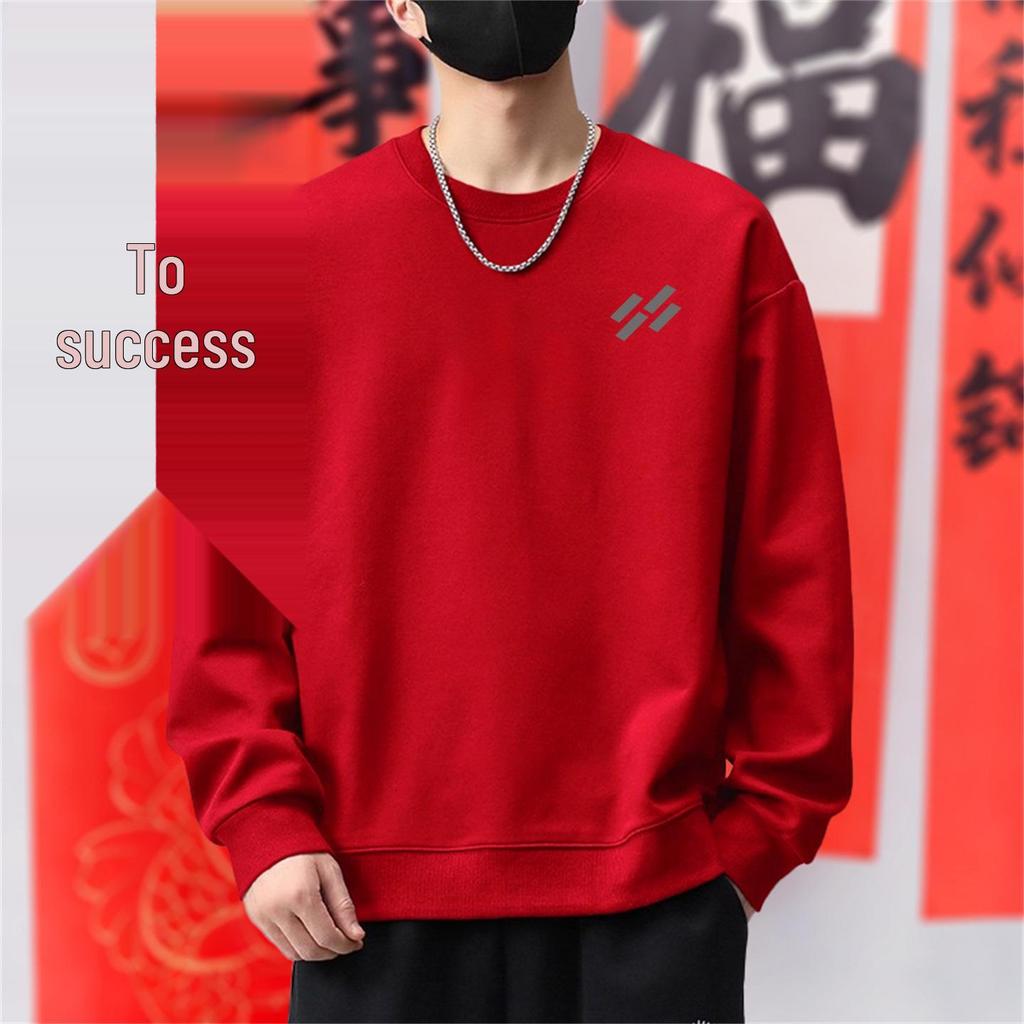 Schweres Herren-Sweatshirt mit Rundhalsausschnitt – Trendiger Pullover im Hongkong-Stil für Frühling und Herbst.