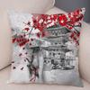 Japan Style Ink Warrior Cushion Cover for Sofa Home Double Print Decor Beautiful Scenery Girl Pillowcase Soft Plush Pillow Case,(7)