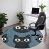 1pc Black Cat Pattern Office Round Area Rug, Indoor Mat Suitable ForOffice, Under Office Chairs Bedroom Living Room Home Decor, Room Deco q024