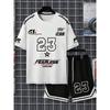 New American Men's Digital Printed Pattern High Street Round Neck T-shirt Shorts Set Outdoor Soft Casual Top
