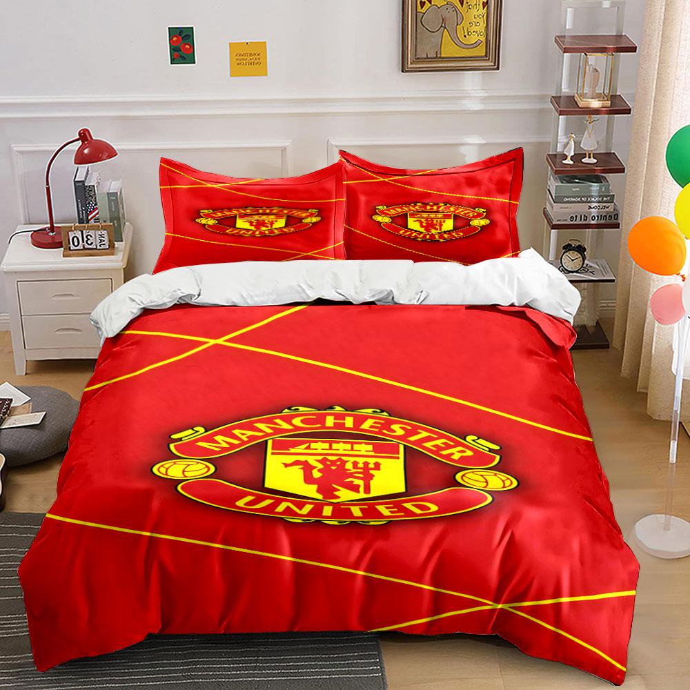Design del logo del Manchester United. Set lenzuola Set copripiumino Copripiumini Federe(1*Copripiumino 2*Federe senza imbottitura piumone)