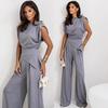 Set Estivo da Donna Nuovi Arrivi Moda Colore Unito Manica Corta Irregolare