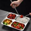 304 Stainless Steel Divided Dinner Tray Lunch Container Food Plate for School Canteen 3/5/4 Section Divided Bento Tray Tableware