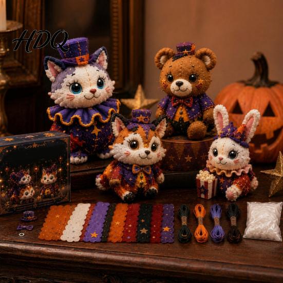Fabric Sewing Kit Halloween Friends Patchwork Kit Animal DIY Make 4 Beginner