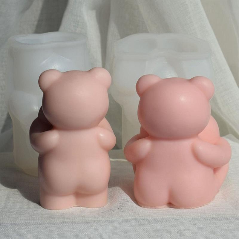 3D Bear Shaped Candle Silicone Mold for DIY Hand-made Candle Ornaments Mould Handicrafts Making Tool Baking Mold