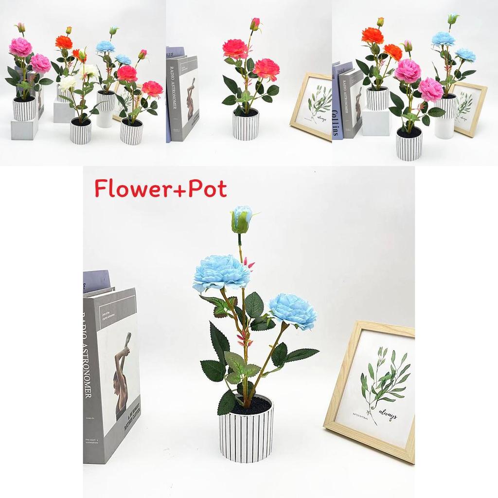 Peony Artificial Flower Pot With Blooming Buds For Home Decor And Gift