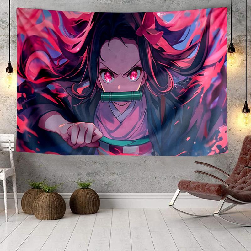 Anime Slayer Characters Tapestry, Unique Design Tapestry, Wall Decor for Bedroom,Livingroom, Playroom,Heartwarming Fan Holiday Gifts