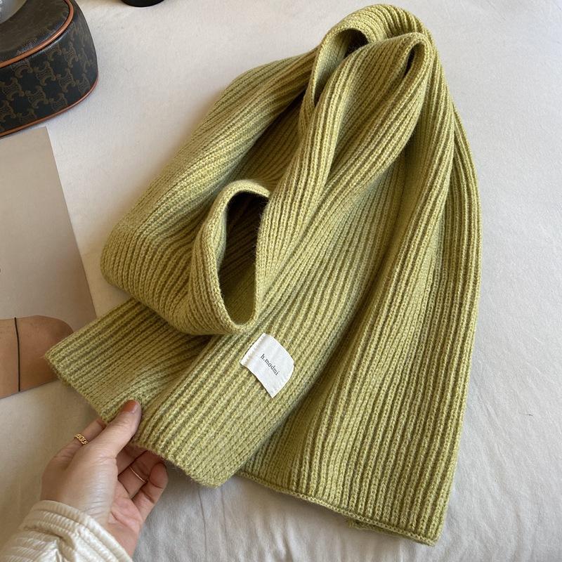 Solid color knitted scarf women's autumn and winter Korean version of student wool versatile warm thickened scarf couple trendy male couple