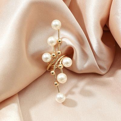 Faux Parel Tak Open Ring Hoogglans Overdreven Persoonlijkheid Elegante Vrouwen Volledige Vinger Ring Mode-sieraden Accessoires Cadeau