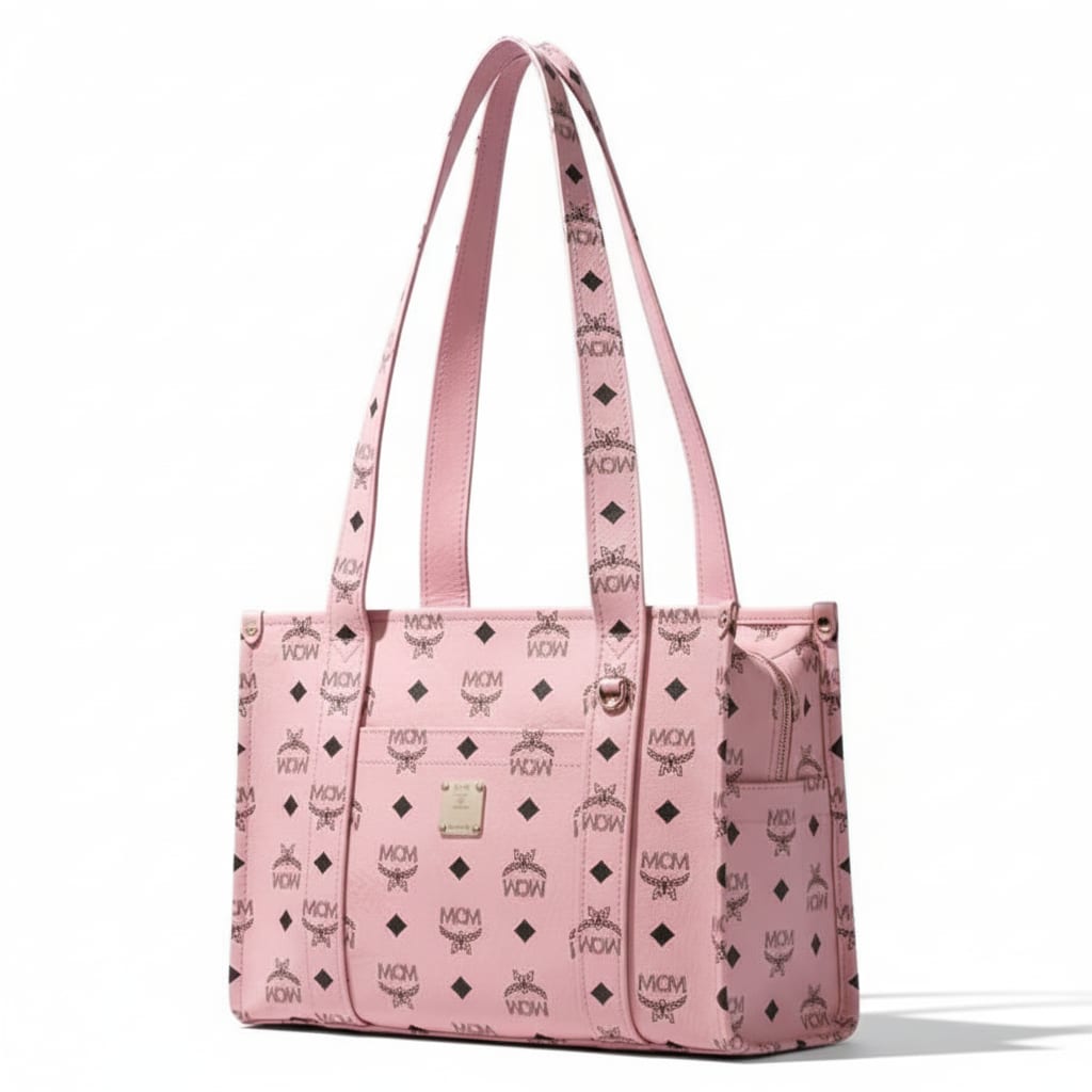 MCM Aren Artificial Leather Tote Handbag, Shoulder Bag Small Women's Pink MWTGSTA03PZ001