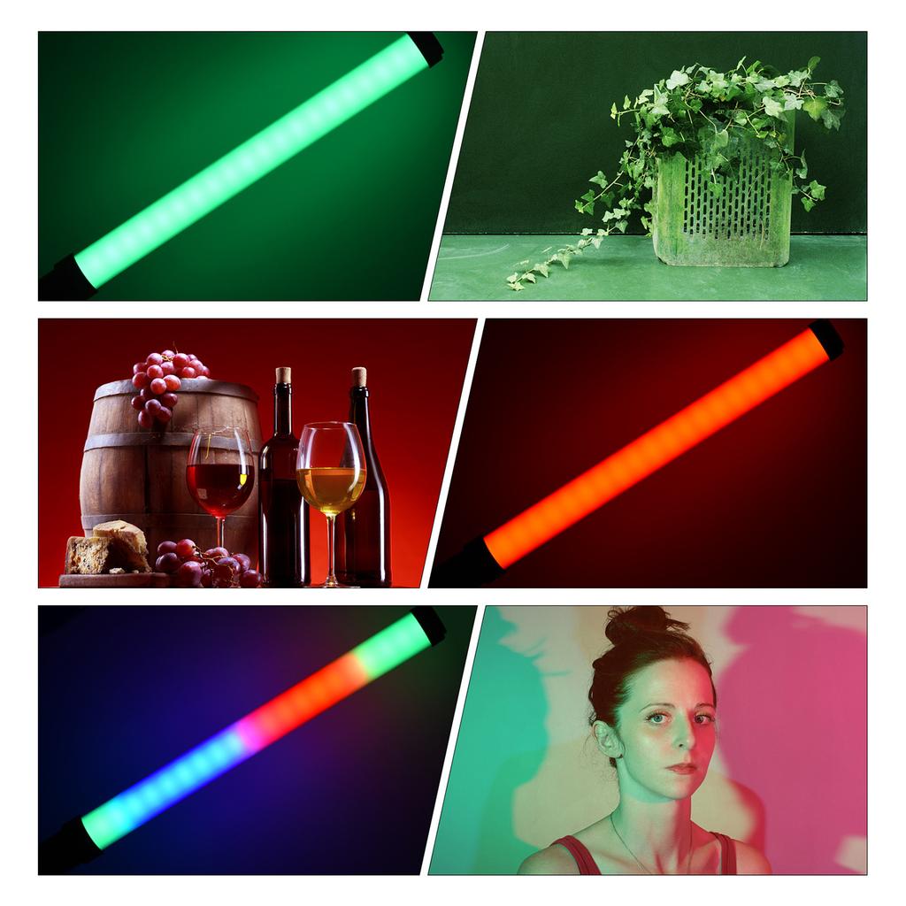 Handheld Full Color RGB Light Wand Stick Portable Professional Photography Video Light Bi-Color Temperature 3000K-6500K Dimmable Brightness with 9 Ki