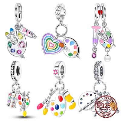 Copper Artist Brush Tools Color Palette Oil Painting Charms Beads Fit 4Mm Hole Diameter Bracelets Diy Jewelry Gifts