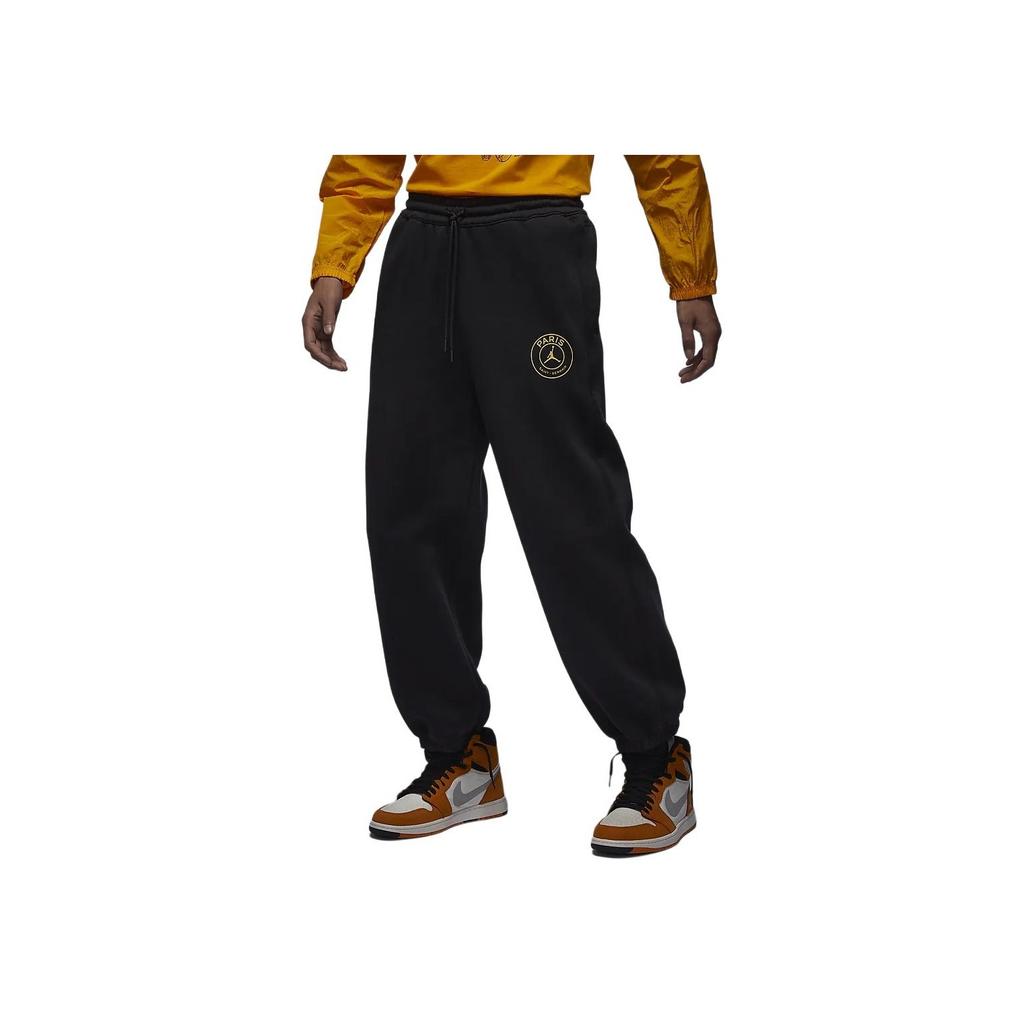 Jordan X PSG Paris Saint-Germain Alphabet Drawstring Casual Joggers With Fleece Lining Men Bottoms Black DZ2950-011
