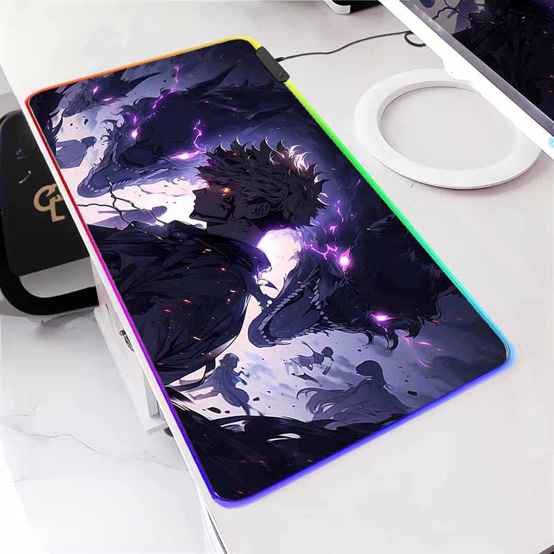 Anime Jujutsu Kaisen Large LED Mouse Mat Rubber Mousepad Gojo Satoru Yuji RGB Mouse Pad Gamer HD Print Table Mat Keyboard Pads
