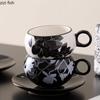 Vintage Floral Pattern Ceramic Mug Dish Set Afternoon Tea Coffee Cup Milk Cup Juice Cup Home Breakfast Cups Tea Cups Water Cups