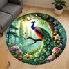 1pc Peacock Flowers Round Chair Mat Area Rug - Non-Slip, Floor Mat for Office, Bedroom, and Indoor Decor C1125203