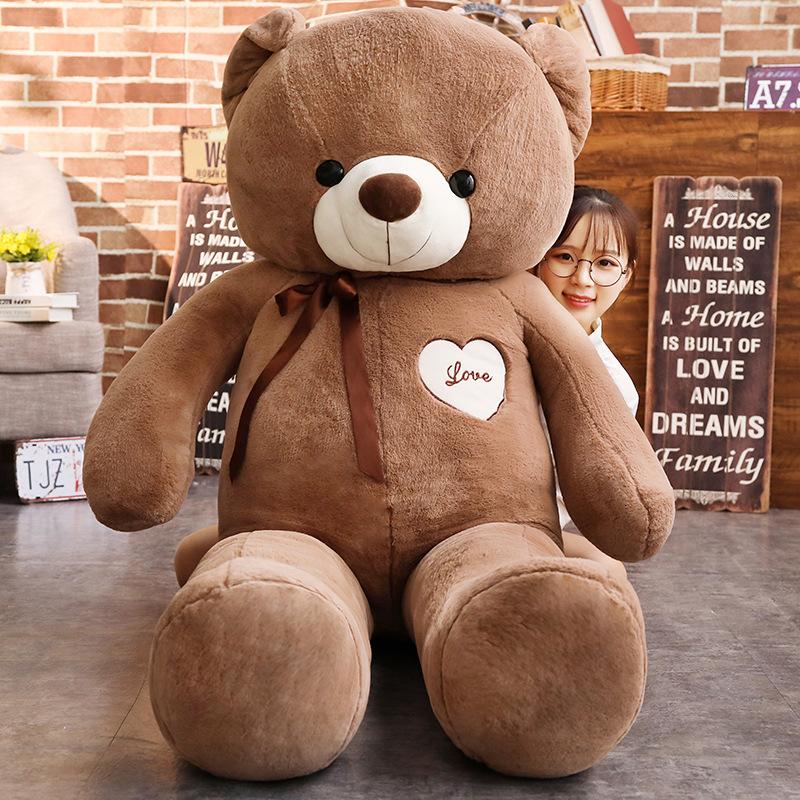 Amerikaanse Grote Beer Pop Grote Maat Teddybeer Pluche Speelgoed Knuffelbeer Lintbeer Schattige Grote Beer Cadeau Cadeau voor Vriendin 140cm