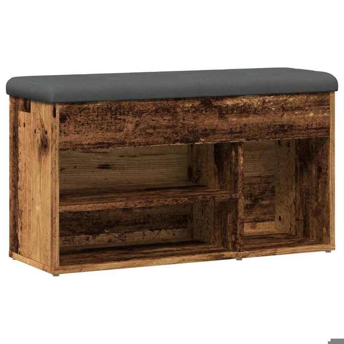 VidaXL Shoe Bench Old Wood 82x32x45.5 Cm Engineered Wood, Bench, Storage Bench, Hallway Seat 857627