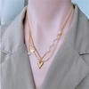 Love Pendant Pearl Heart Necklace Titanium Steel Punk Neck Chain Cool Women Choker  Summer