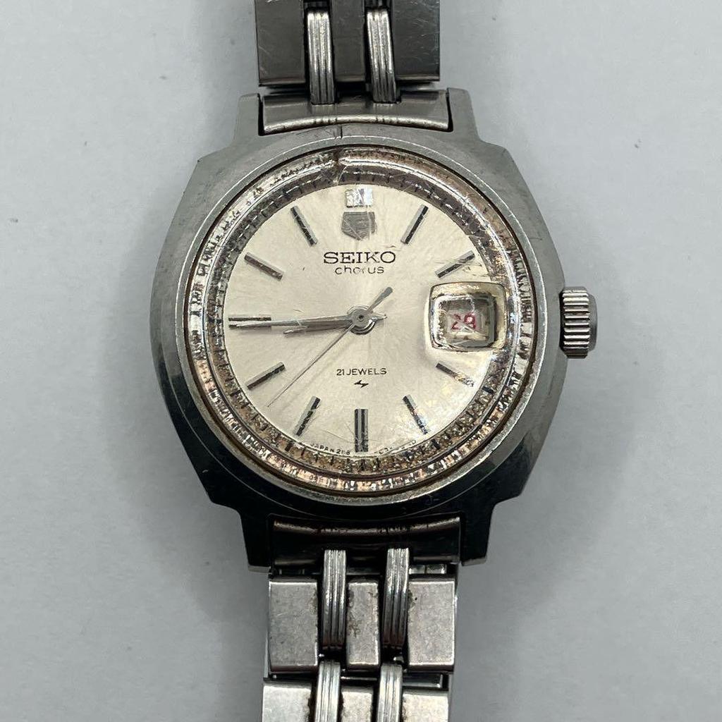 Used Working Item Ladies SEIKO Chours Manual Winding Watch 21 Jewels Date