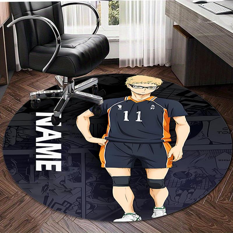 Personalized Haikyuu Round Chair Office Rug - Perfect for Mat, Office Chair & More - Ideal Gift for Birthdays and Holidays