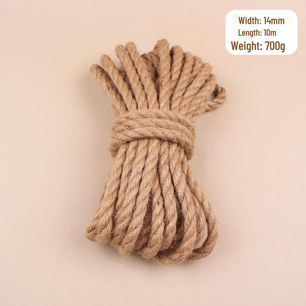 Thick Natural Hemp Rope for DIY, Decorative Binding, Gift Packaging & Cat Climbing