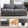 Graues Kord-Sofa 2-Sitzer, teilbar in 2 Sitze, 2 Kissen, 4 Getränkehalter, 4 Taschen, USB-Anschlüsse an den Armlehnen, für Wohnzimmer, Schlafzimmer und Arbeitszimmer