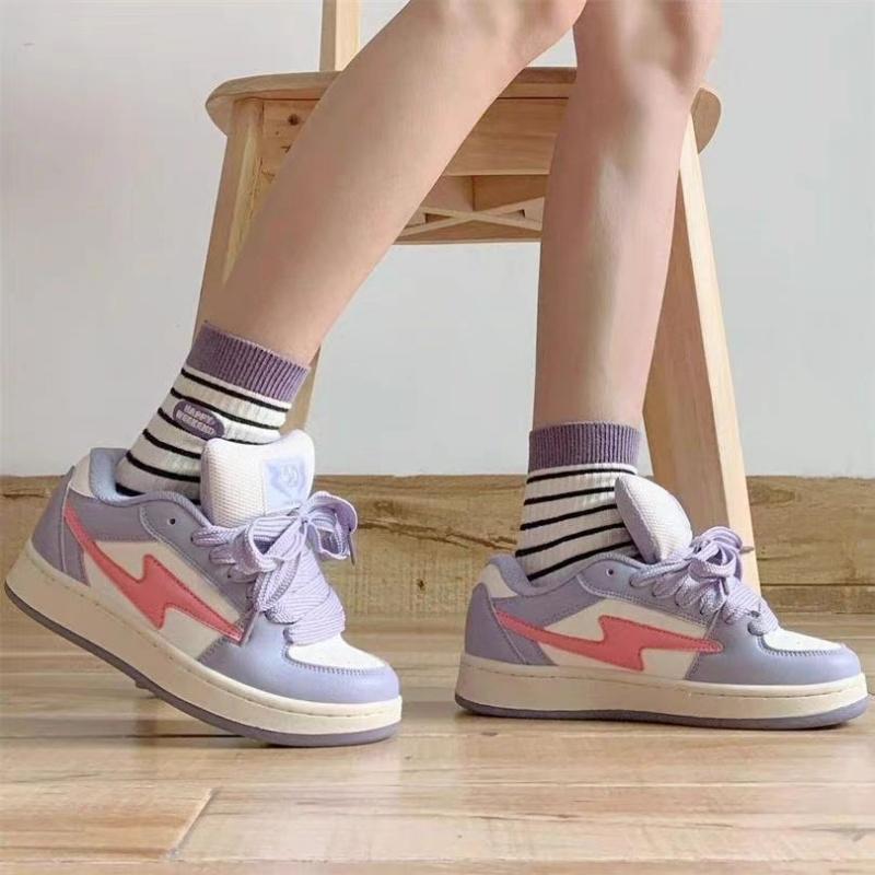 Fashion Spring Women Breathable Sneakers Pink Lightning Shoes Thick Heel Cute Sneakers Casual Running Platform Y2K Lolita Sports Shoes