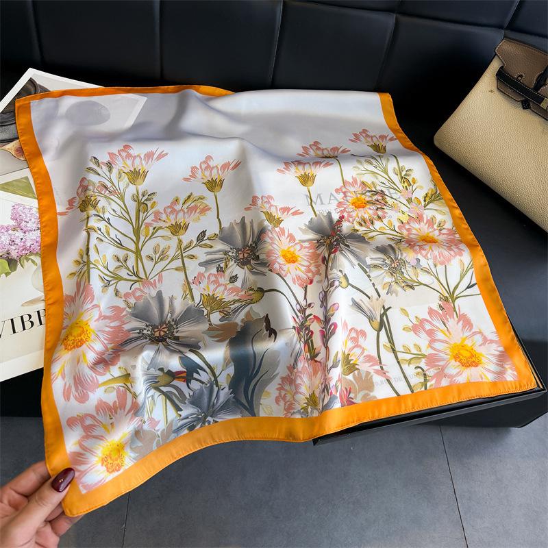 National style flower and bird simulation silk printing women's silk scarf square scarf high-end shawl sunscreen neck scarf headscarf scarf