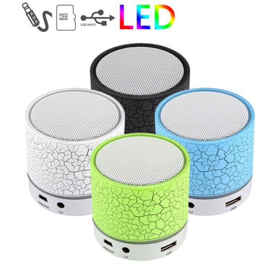 A9 Portable LED Light Crack Bluetooth-compatible Speaker U Disk TF Card Subwoofer Music Player for Phone
