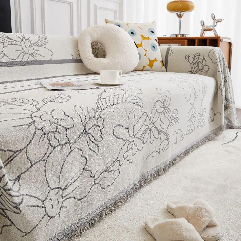 Flower Print Sofa Cover Blankets Outdoor Camping Picnic Large Blanket Leisure Beach Towel Travel Rug Sofa Mat