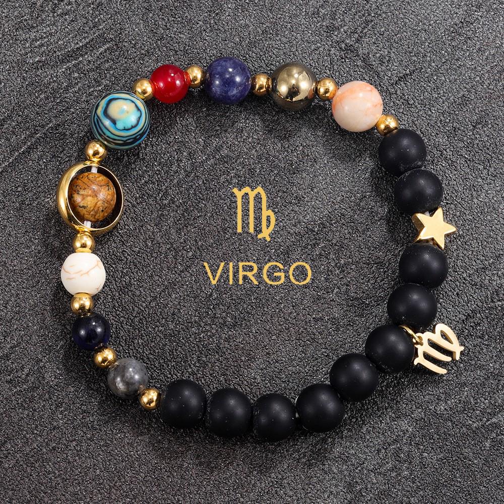 Eight Planets and Twelve Constellations Natural Stone Beaded Bracelet
