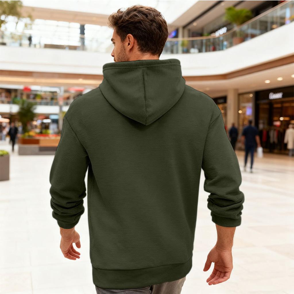 Men's Casual Sports Loose Fleece Hooded Solid Color Zipper High-end Cardigan Sweatshirt
