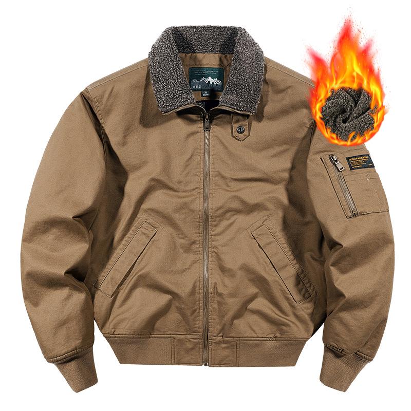 Pánské zimní zateplení High End Pánské plyšové pilotní bunda Kabát Beránek Fleece Pracovní oblečení Bavlněné oblečení
