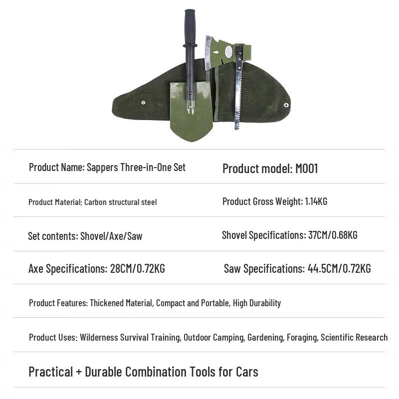 Jingshengxun 3-in-1 Multifunctional Outdoor Shovel Tool Set
