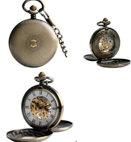 Vintage Double-Lid Polished White Metal Mechanical Pocket Watch - Glossy Student Gift & Commemorative