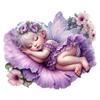 QT2466# Whimsical Sleeping Fairy with Purple Flowers & Butterflies Car Sticker for Laptop, Truck,Motorcycle, Window